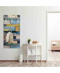 ATTACCAPANNI "COUNTRY" IN LEGNO CON 5 GANCI, 45X90X1 CM